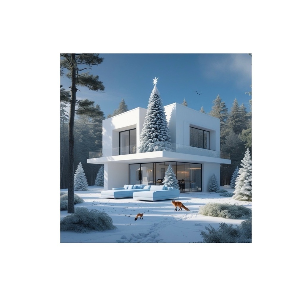 HANDCRAFTED digital interior decor by me color print NWT blue/white architecture